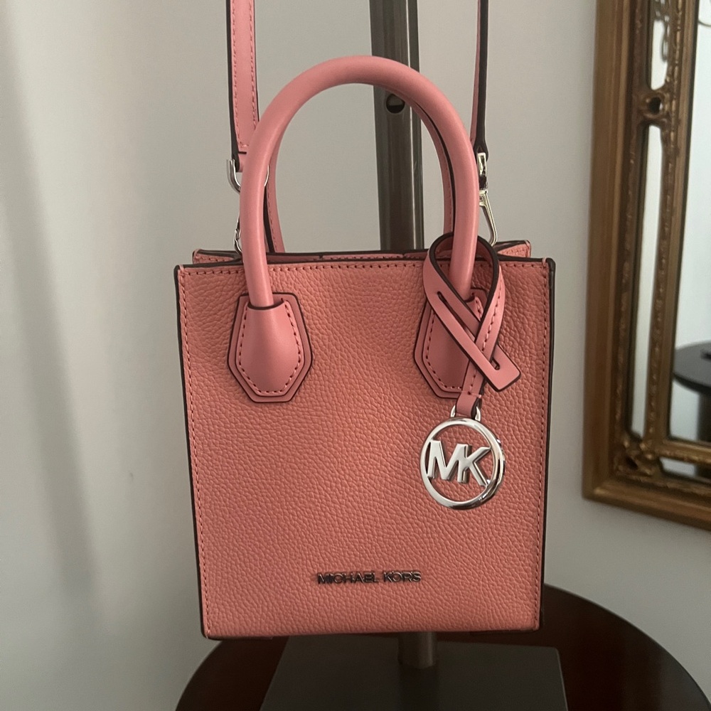 Michael Kors Mercer Women's Extra-Small Pebbled Leather Crossbody Bag, Primrose